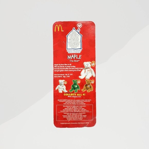 Maple The Bear 1999 McDonald's Ty Beanie Baby With Rare Errors 1993, OakBrook - Picture 2 of 2